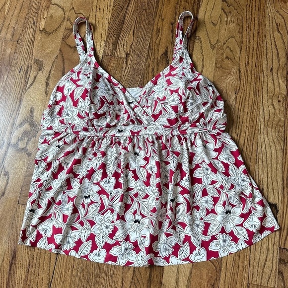 LOFT Other - Loft Beach Tankini Swim Top Red Floral Sz 18
